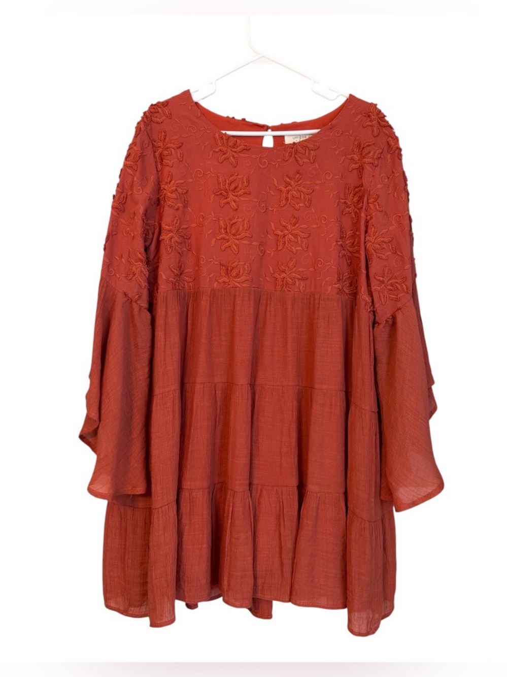 Umgee dress, ballon Sleeves coral size XL - Picture 3 of 8